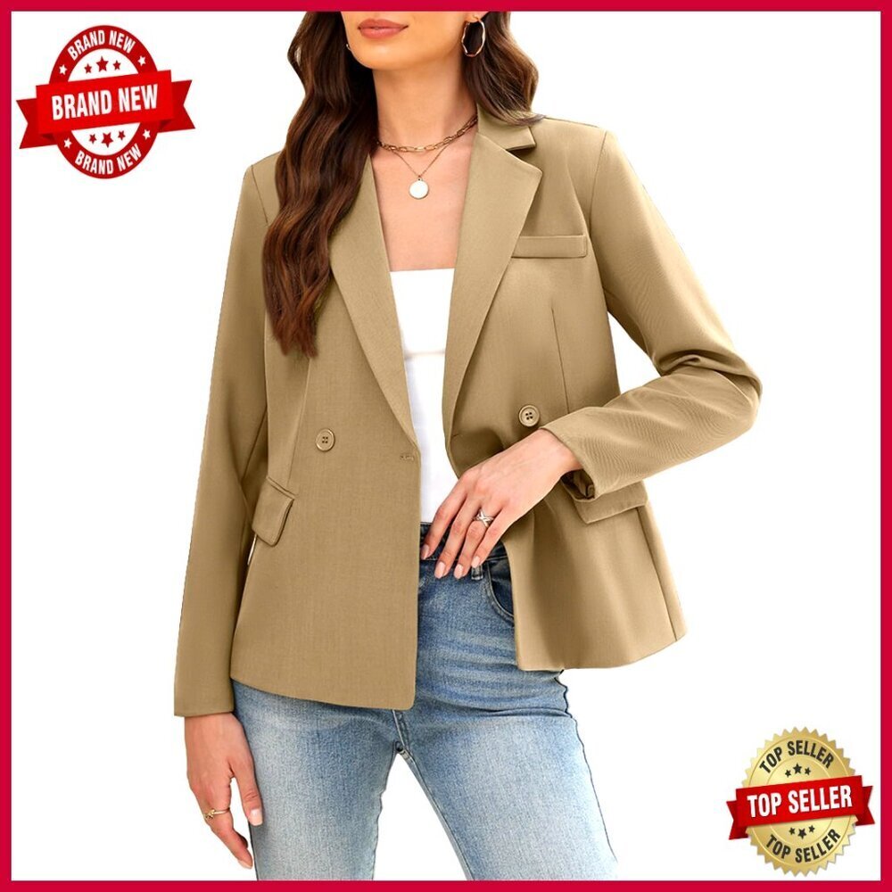 Oversized Blazer with Pockets, Polyester Spandex, Business Casual Jacket